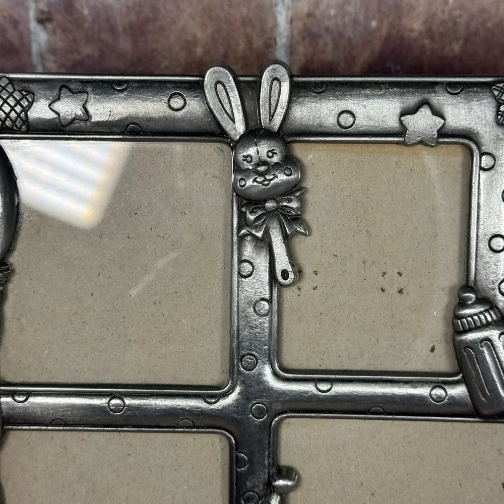 Vintage Gallery Pewter Baby Picture Frame Multi-Photo 5 Opening Unisex Nursery